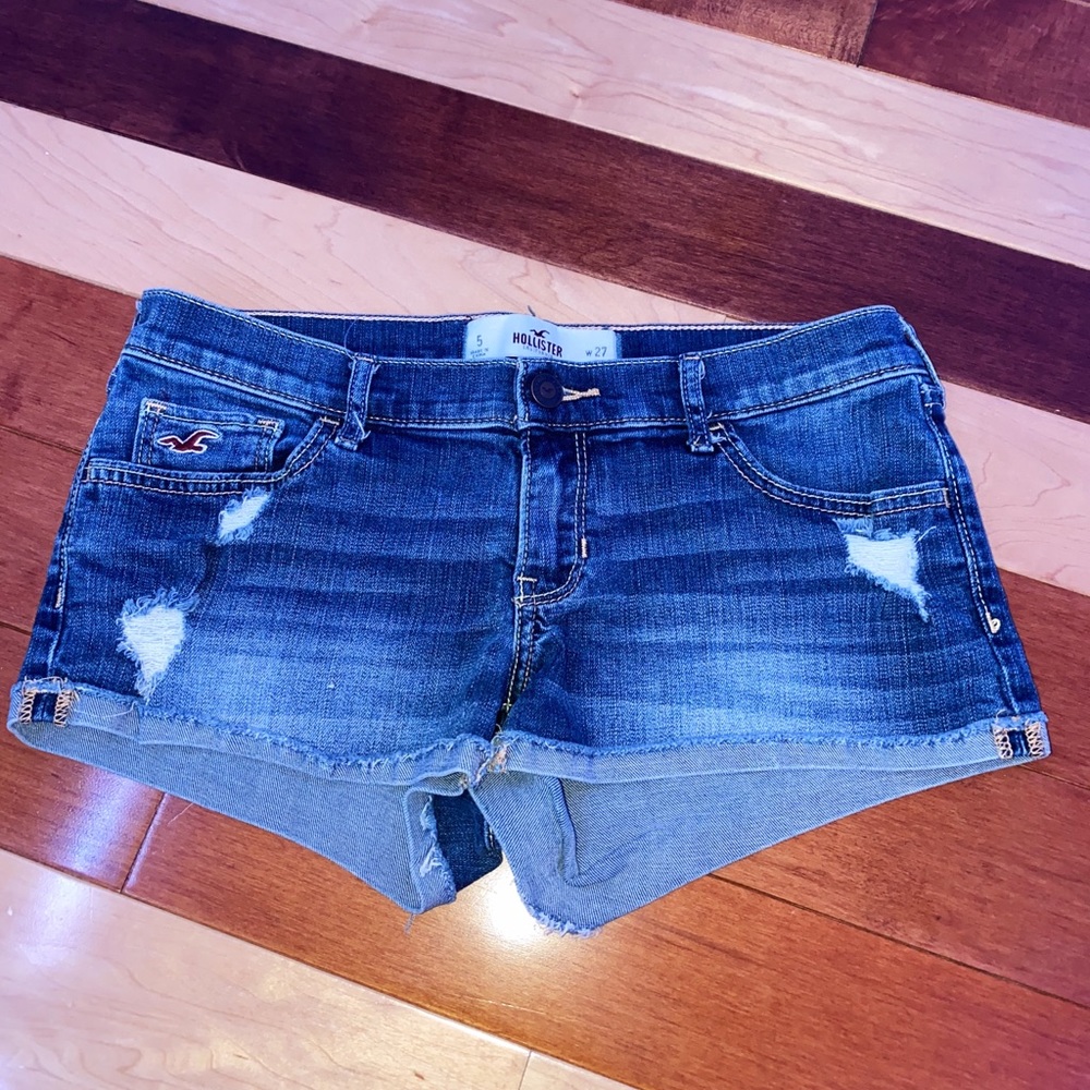 hollister stretch low rise denim shorts